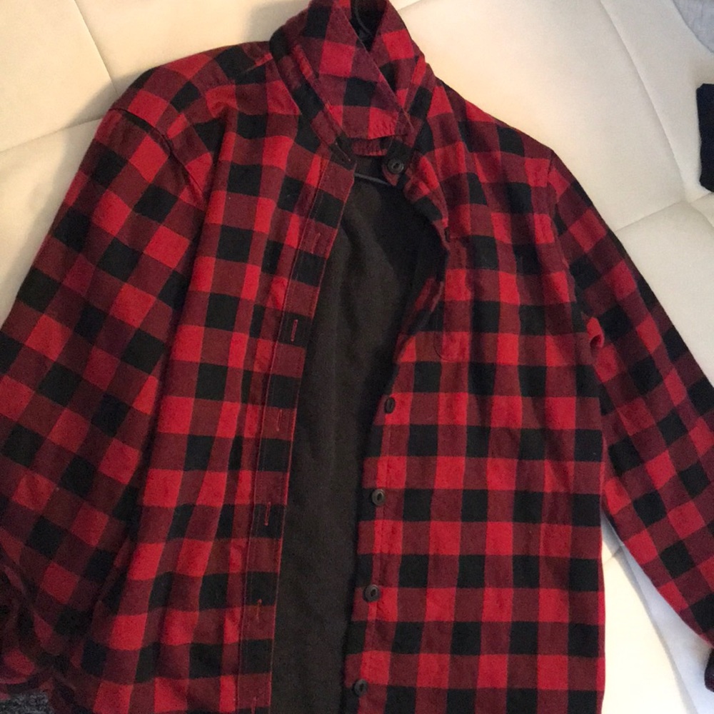 Fleece lined buffalo plaid flannel
